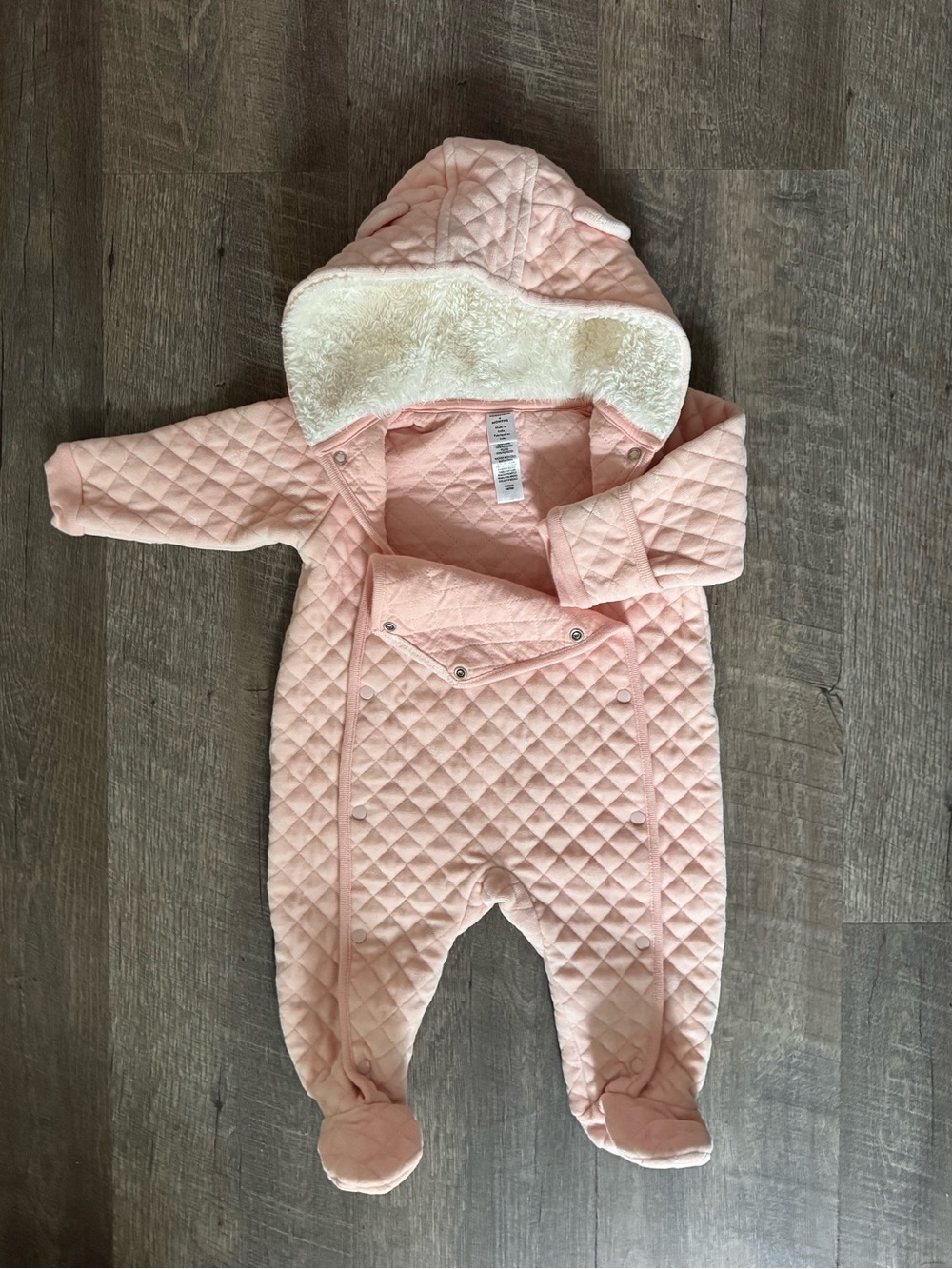 Nordstrom Ear Appliqué Quilted Faux Fur Lined Hooded Bunting